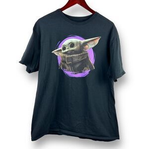 Star Wars XL The Mandalorian Black Tee Shirt The Child Circle Halo Baby Yoda